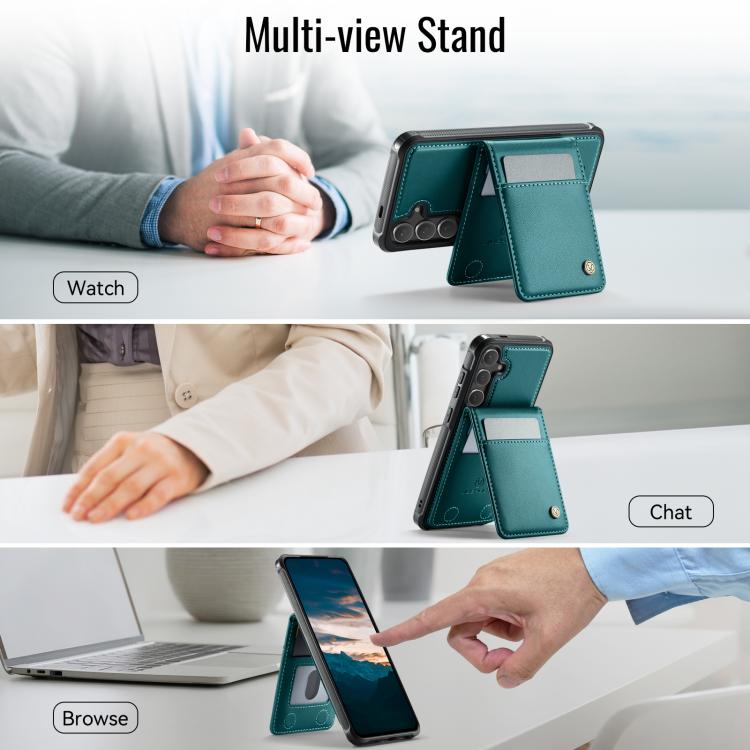 For Samsung Galaxy S24 5G JEEHOOD J06 British Style RFID MagSafe Card Bag PU Phone Case