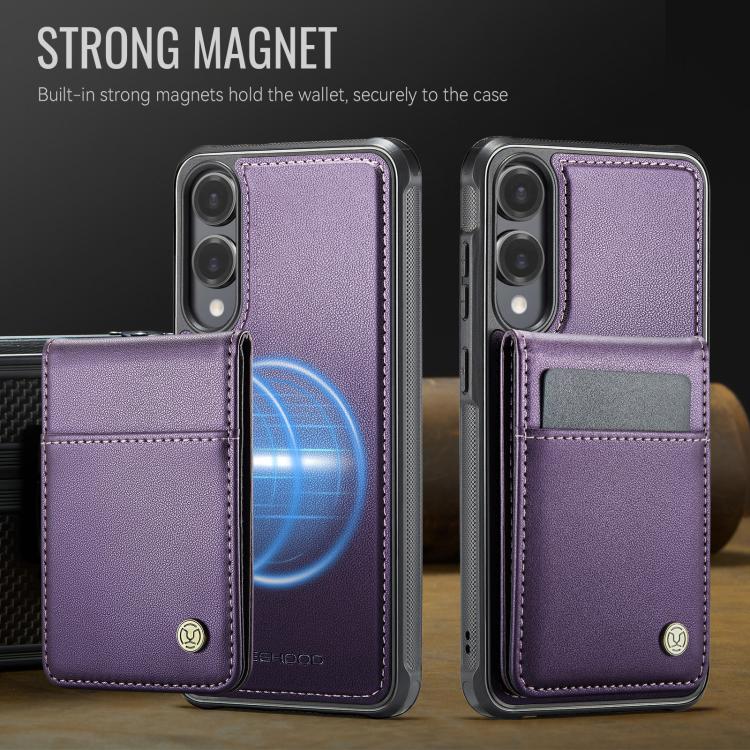 For Samsung Galaxy S25 Edge 5G JEEHOOD J06 British Style RFID MagSafe Card Bag PU Phone Case