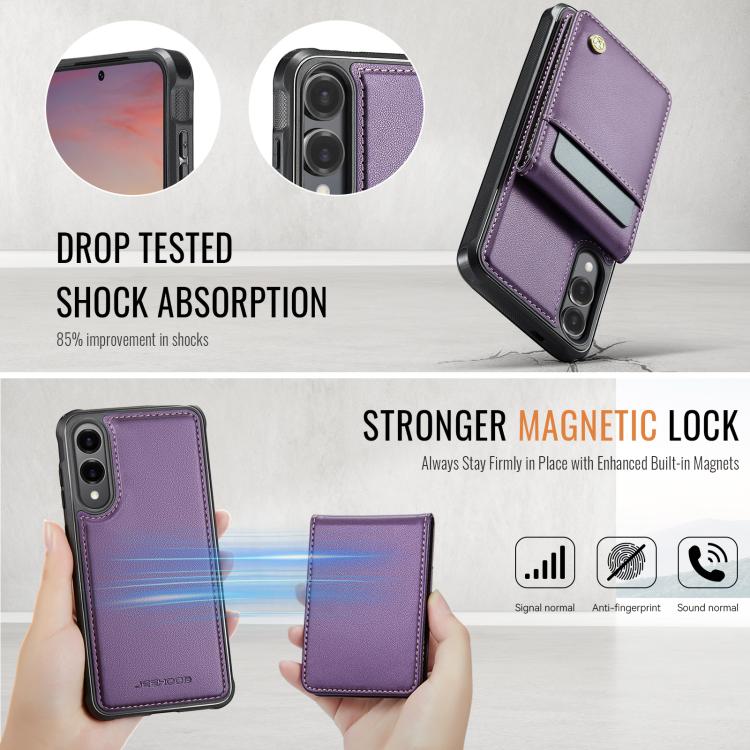 For Samsung Galaxy S25 Edge 5G JEEHOOD J06 British Style RFID MagSafe Card Bag PU Phone Case