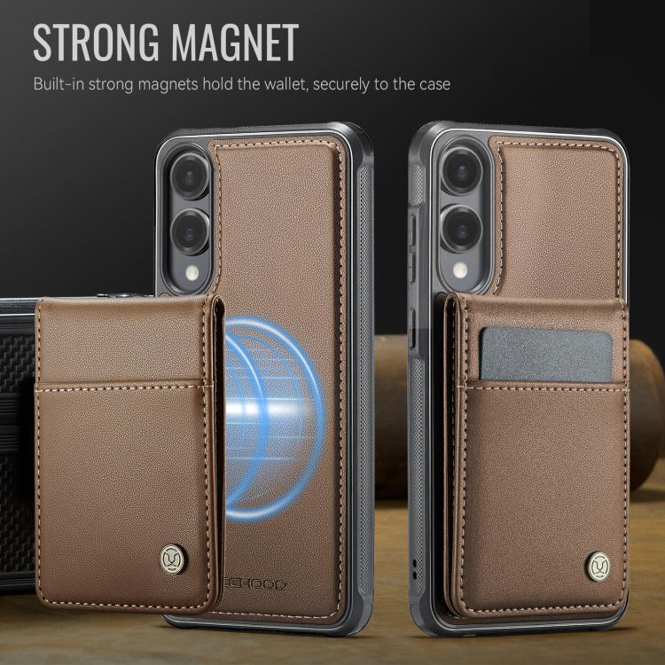 For Samsung Galaxy S25 Edge 5G JEEHOOD J06 British Style RFID MagSafe Card Bag PU Phone Case