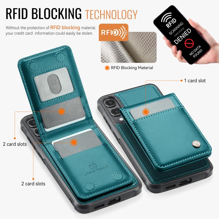 For Samsung Galaxy S25 Edge 5G JEEHOOD J06 British Style RFID MagSafe Card Bag PU Phone Case