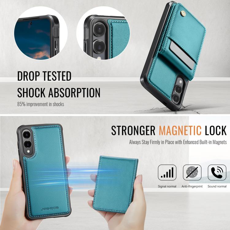 For Samsung Galaxy S25 Edge 5G JEEHOOD J06 British Style RFID MagSafe Card Bag PU Phone Case