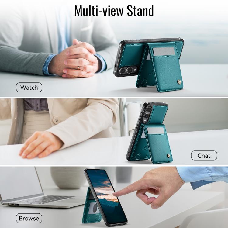 For Samsung Galaxy S25 Edge 5G JEEHOOD J06 British Style RFID MagSafe Card Bag PU Phone Case