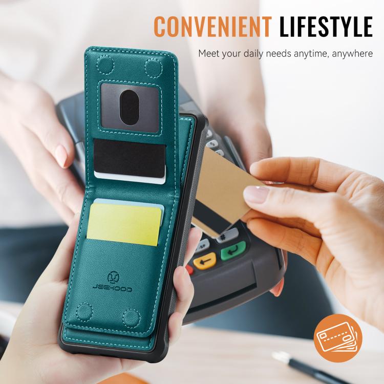 For Samsung Galaxy S25 Edge 5G JEEHOOD J06 British Style RFID MagSafe Card Bag PU Phone Case