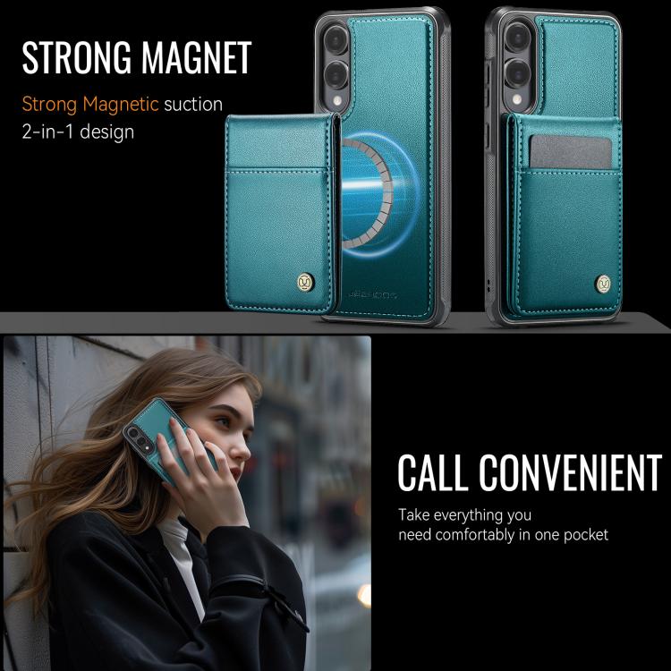 For Samsung Galaxy S25 Edge 5G JEEHOOD J06 British Style RFID MagSafe Card Bag PU Phone Case