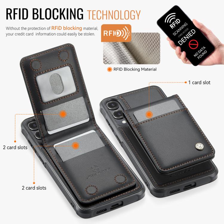 For Samsung Galaxy S25 Edge 5G JEEHOOD J06 British Style RFID MagSafe Card Bag PU Phone Case