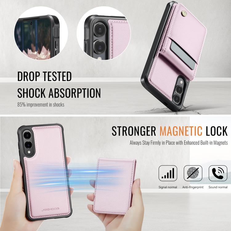 For Samsung Galaxy S25 Edge 5G JEEHOOD J06 British Style RFID MagSafe Card Bag PU Phone Case