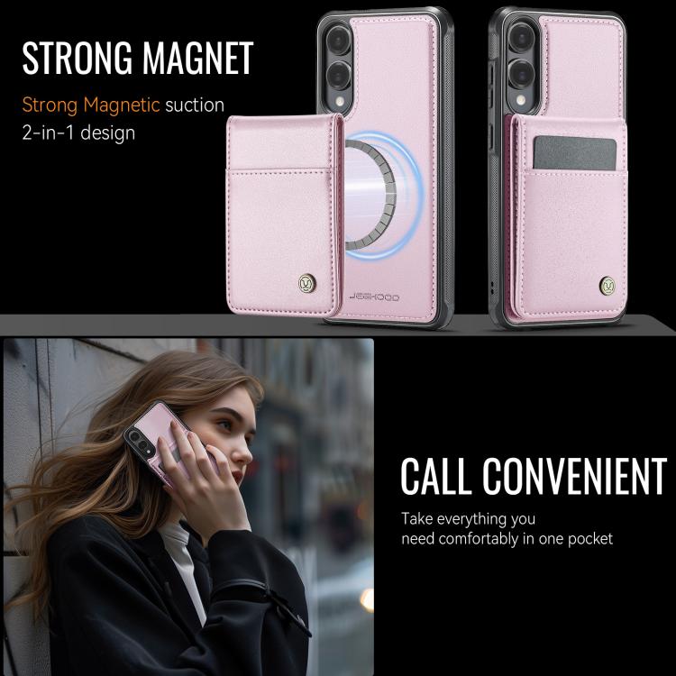 For Samsung Galaxy S25 Edge 5G JEEHOOD J06 British Style RFID MagSafe Card Bag PU Phone Case