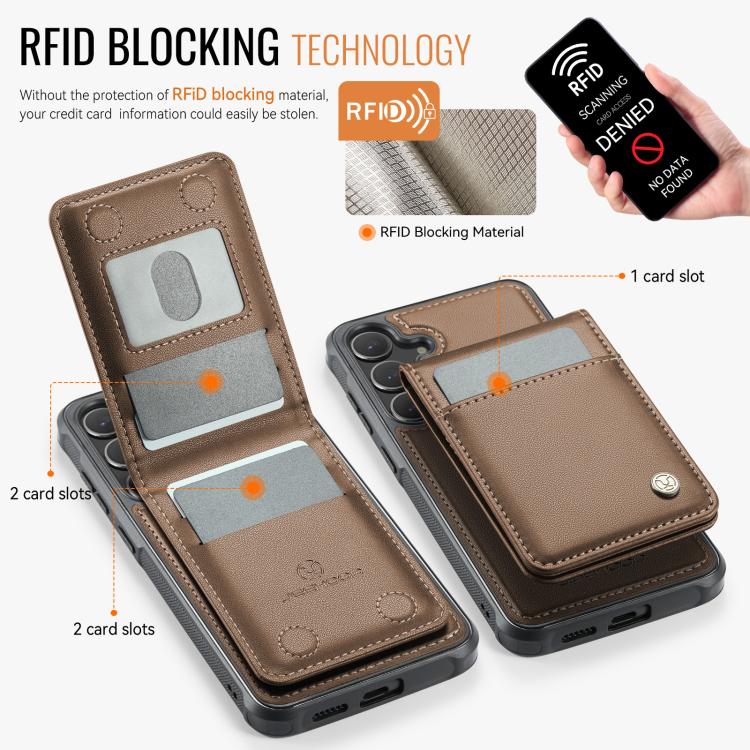 For Samsung Galaxy S26+ 5G JEEHOOD J06 British Style RFID MagSafe Card Bag PU Phone Case