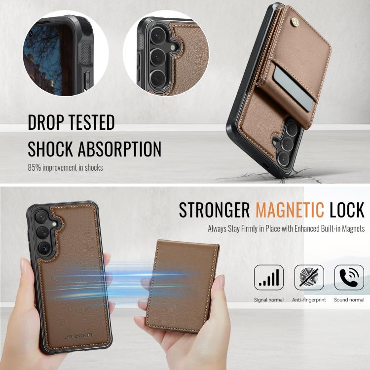 For Samsung Galaxy S26+ 5G JEEHOOD J06 British Style RFID MagSafe Card Bag PU Phone Case