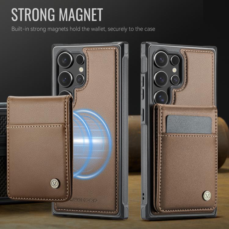 For Samsung Galaxy S26 Ultra 5G JEEHOOD J06 British Style RFID MagSafe Card Bag PU Phone Case