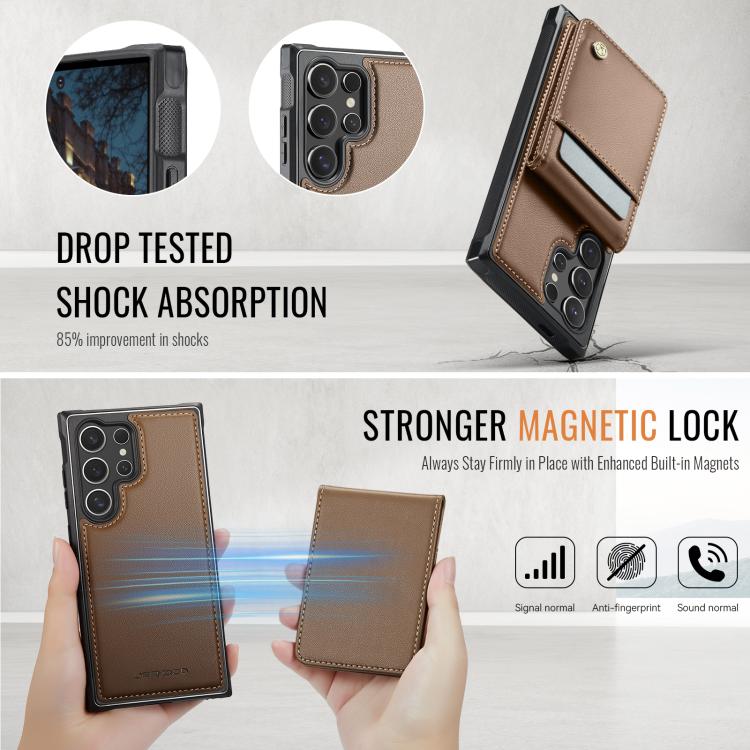 For Samsung Galaxy S26 Ultra 5G JEEHOOD J06 British Style RFID MagSafe Card Bag PU Phone Case