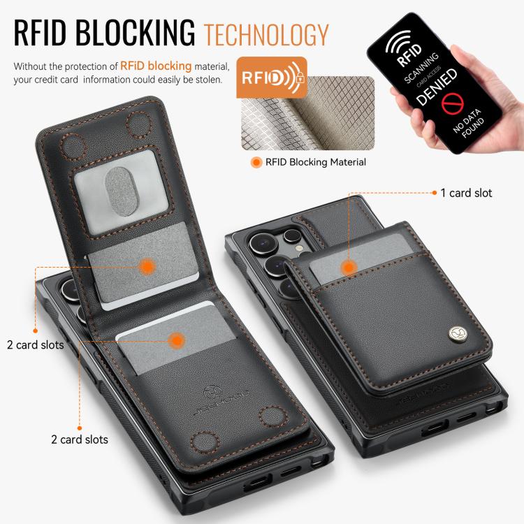 For Samsung Galaxy S26 Ultra 5G JEEHOOD J06 British Style RFID MagSafe Card Bag PU Phone Case