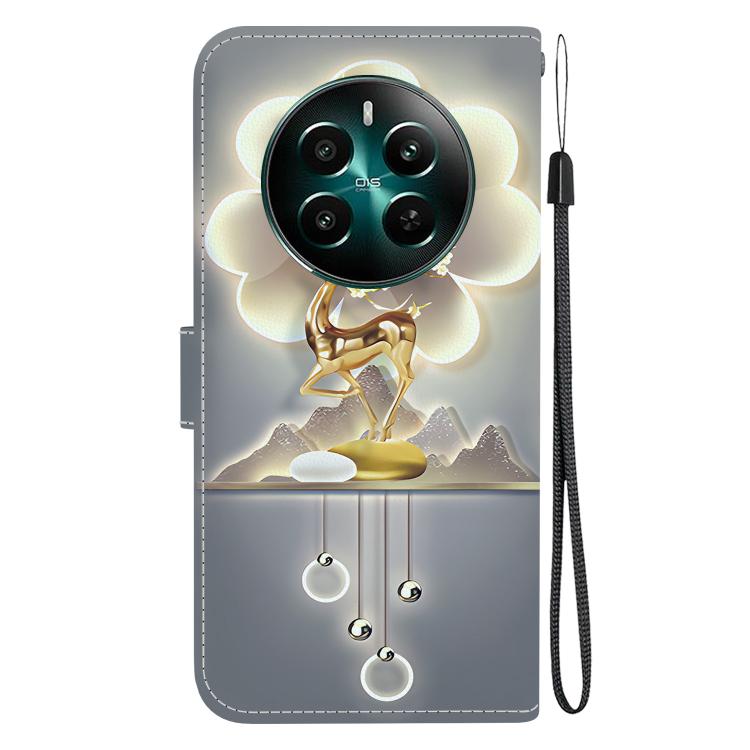 For Realme 12+ Crystal Texture Colored Drawing Leather Phone Case