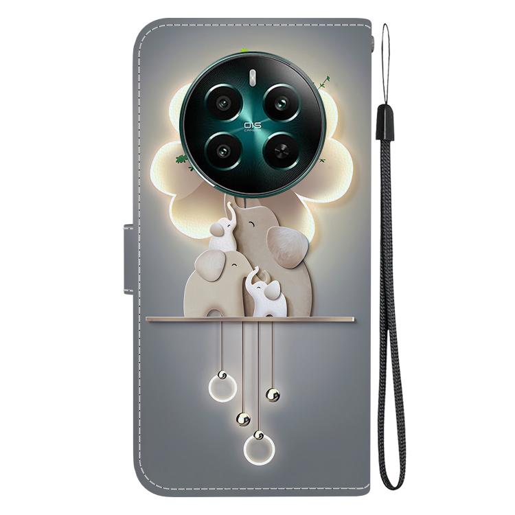 For Realme 12+ Crystal Texture Colored Drawing Leather Phone Case