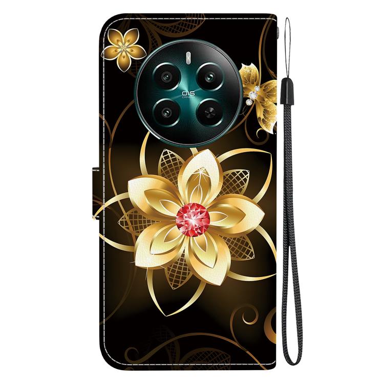 For Realme 12+ Crystal Texture Colored Drawing Leather Phone Case