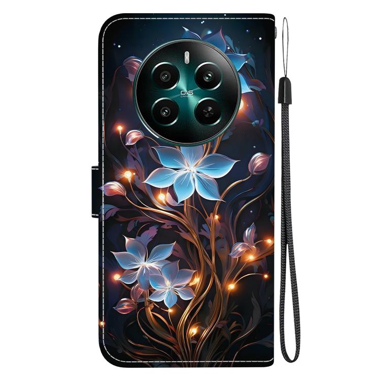 For Realme 12+ Crystal Texture Colored Drawing Leather Phone Case