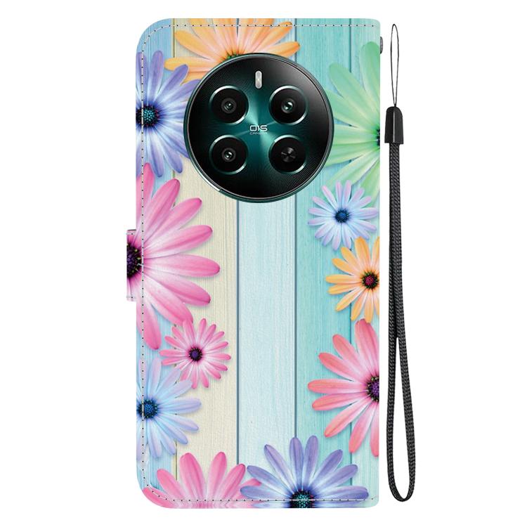 For Realme 12+ Crystal Texture Colored Drawing Leather Phone Case