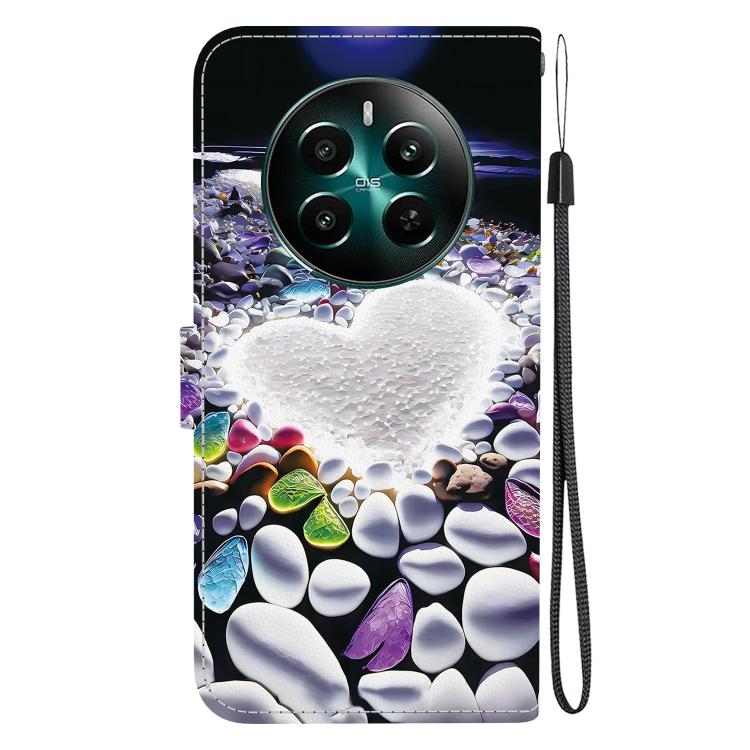 For Realme 12+ Crystal Texture Colored Drawing Leather Phone Case