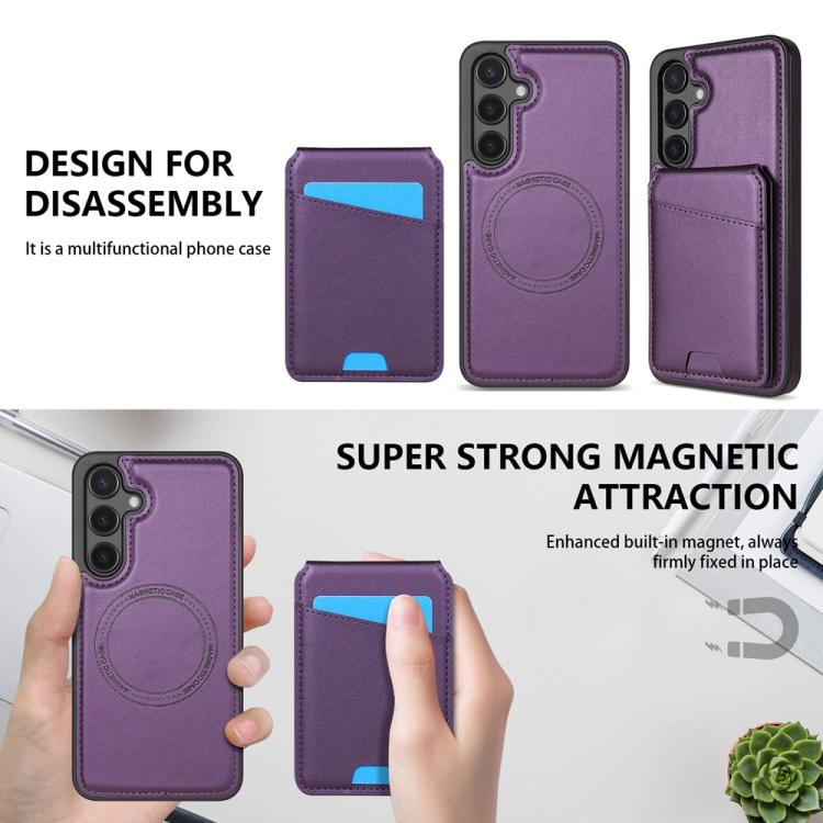 For Samsung Galaxy A55 5G Skin Feel Detachable Card Bag Magsafe Phone Case