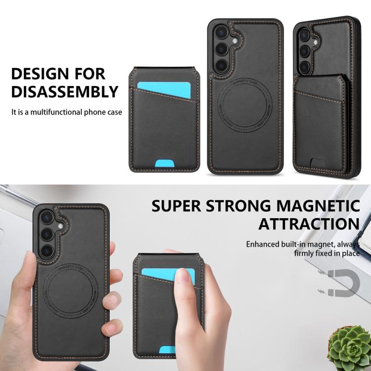 For Samsung Galaxy A15 Skin Feel Detachable Card Bag Magsafe Phone Case