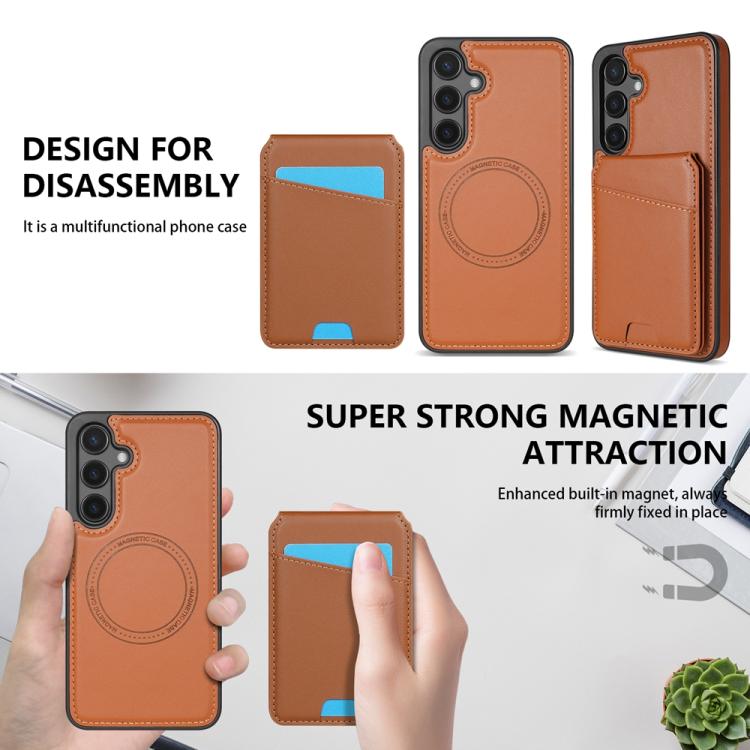 For Samsung Galaxy A14 4G / 5G Skin Feel Detachable Card Bag Magsafe Phone Case