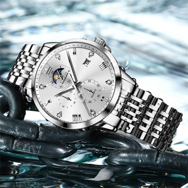 OLEVS 2925 Men Multifunctional Waterproof Luminous Quartz Watch