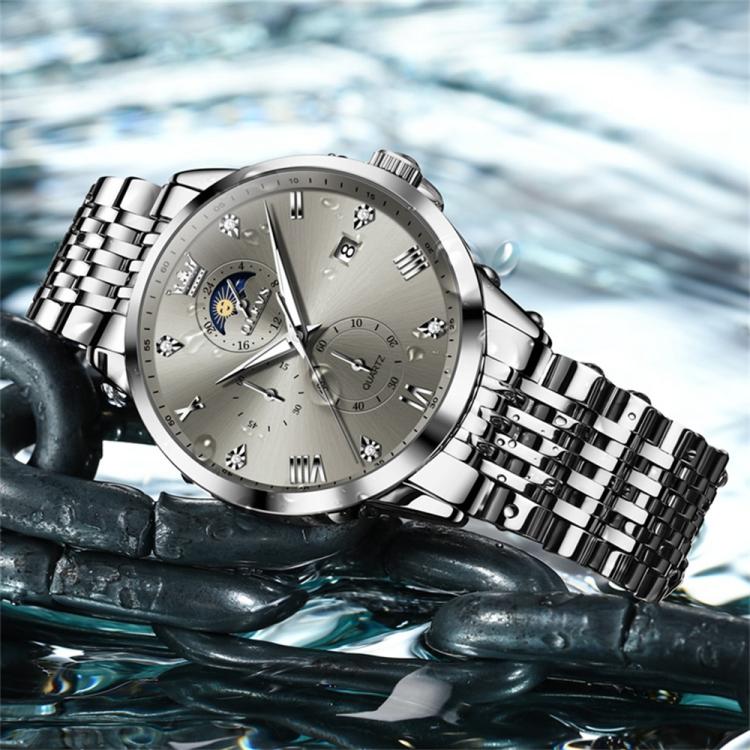 OLEVS 2925 Men Multifunctional Waterproof Luminous Quartz Watch