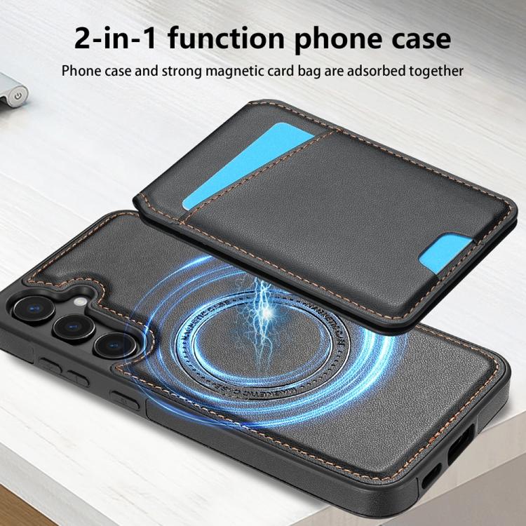 For Samsung Galaxy S25 5G Skin Feel Detachable Card Bag Magsafe Phone Case