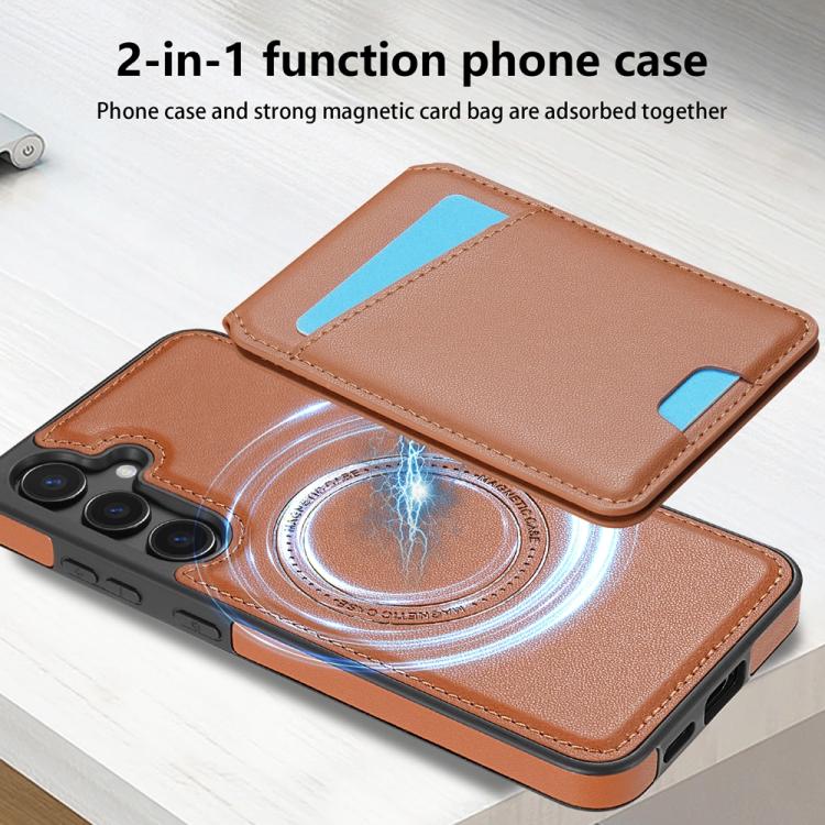 For Samsung Galaxy S24 FE 5G Skin Feel Detachable Card Bag Magsafe Phone Case