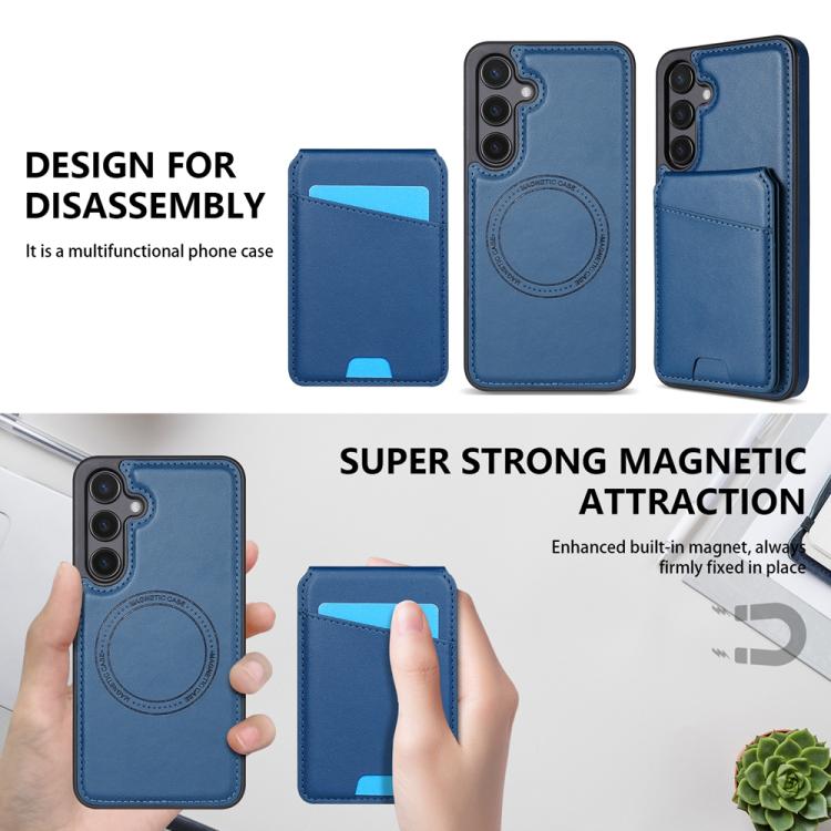 For Samsung Galaxy S23 FE 5G Skin Feel Detachable Card Bag Magsafe Phone Case