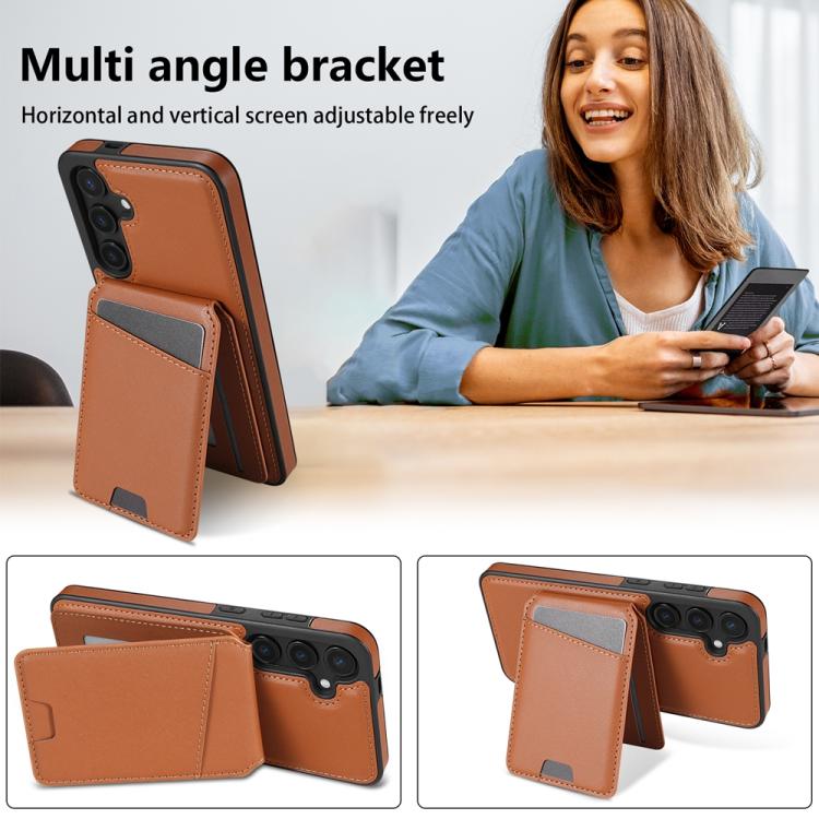 For Samsung Galaxy S23 FE 5G Skin Feel Detachable Card Bag Magsafe Phone Case