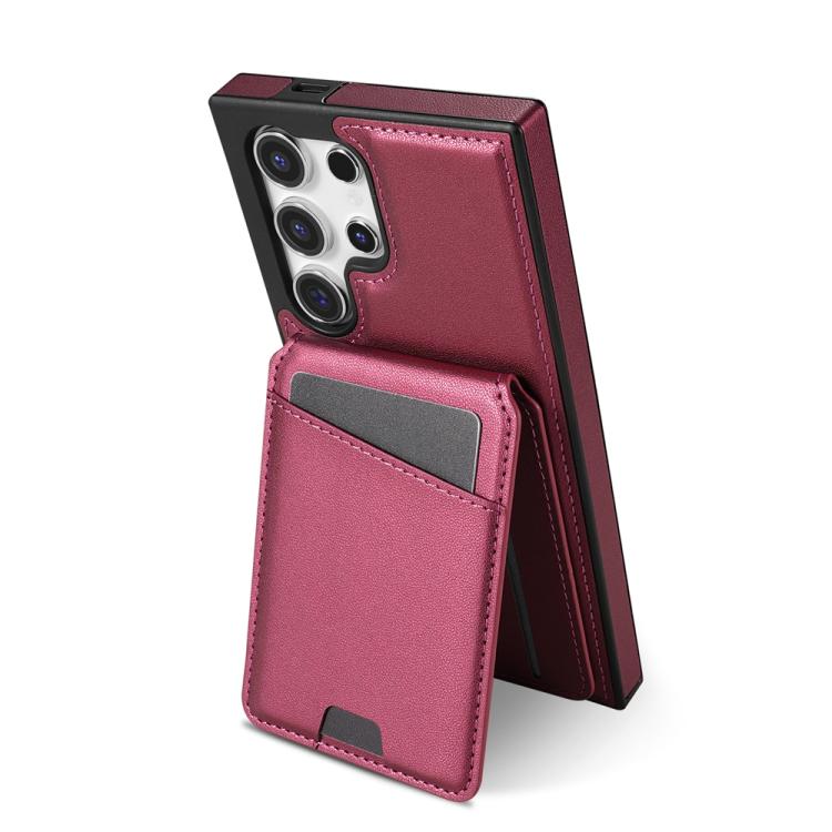 For Samsung Galaxy S22 Ultra 5G Skin Feel Detachable Card Bag Magsafe Phone Case