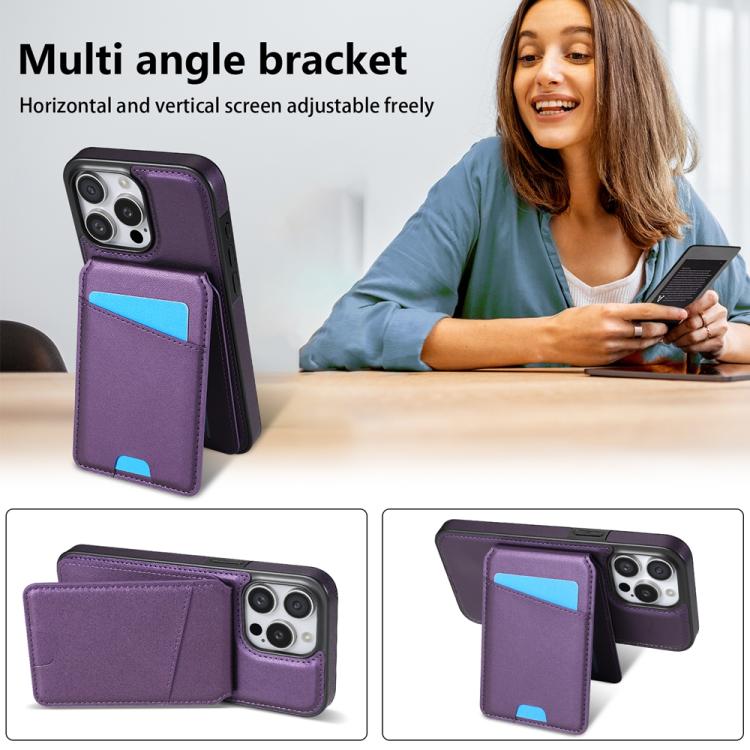 For iPhone 16 Pro Max Skin Feel Detachable Card Bag Magsafe Phone Case
