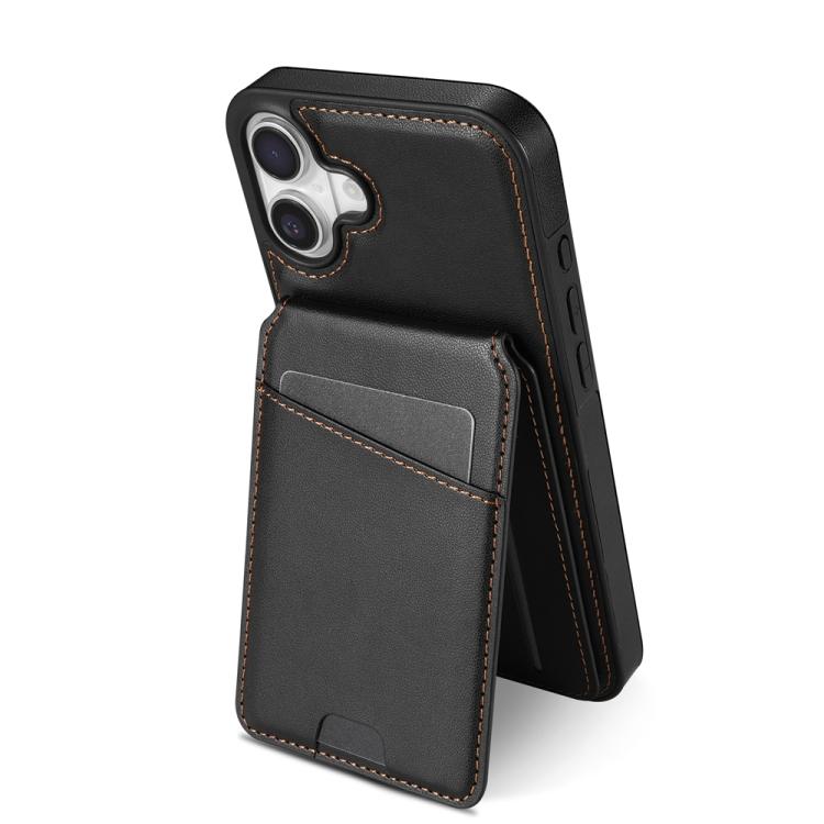 For iPhone 16 Plus Skin Feel Detachable Card Bag Magsafe Phone Case