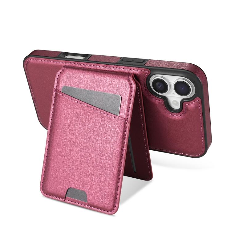 For iPhone 16 Plus Skin Feel Detachable Card Bag Magsafe Phone Case