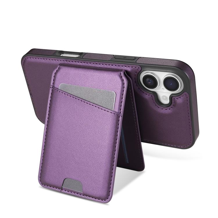 For iPhone 16 Plus Skin Feel Detachable Card Bag Magsafe Phone Case