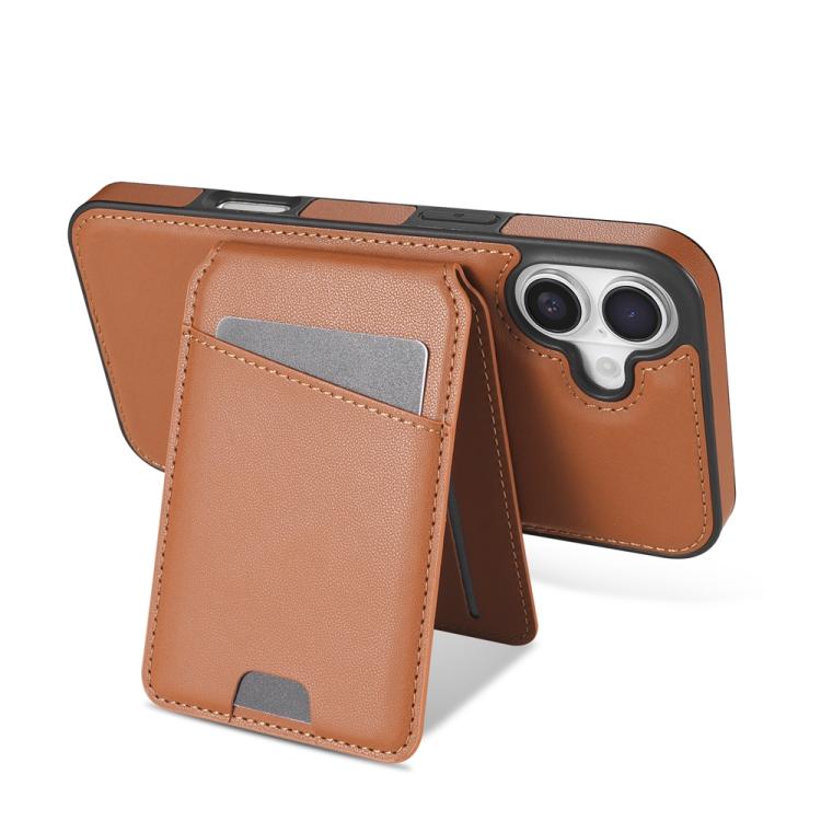 For iPhone 16 Plus Skin Feel Detachable Card Bag Magsafe Phone Case