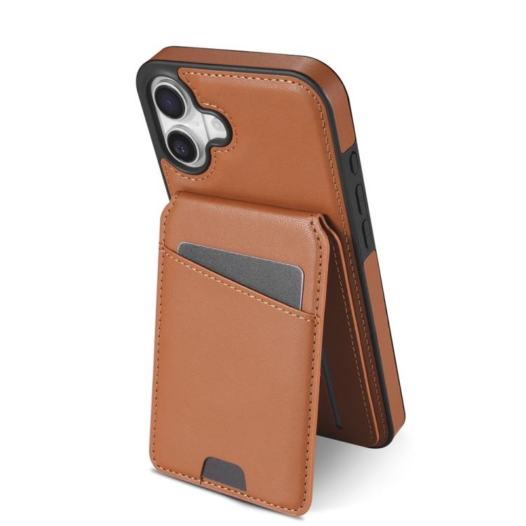 For iPhone 16 Skin Feel Detachable Card Bag Magsafe Phone Case