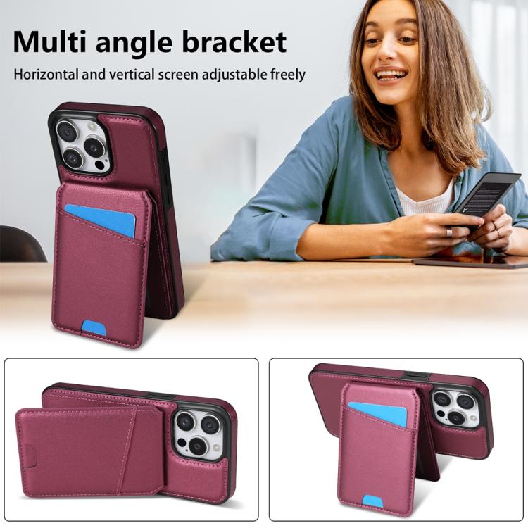 For iPhone 15 Pro Skin Feel Detachable Card Bag Magsafe Phone Case