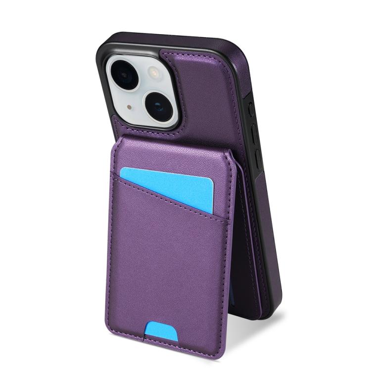 For iPhone 15 Skin Feel Detachable Card Bag Magsafe Phone Case