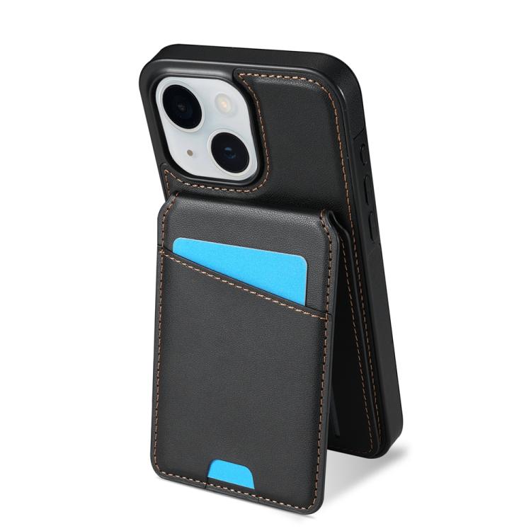 For iPhone 14 Plus Skin Feel Detachable Card Bag Magsafe Phone Case