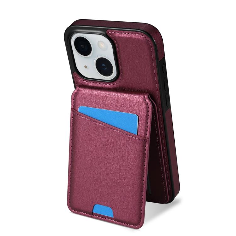 For iPhone 14 Plus Skin Feel Detachable Card Bag Magsafe Phone Case