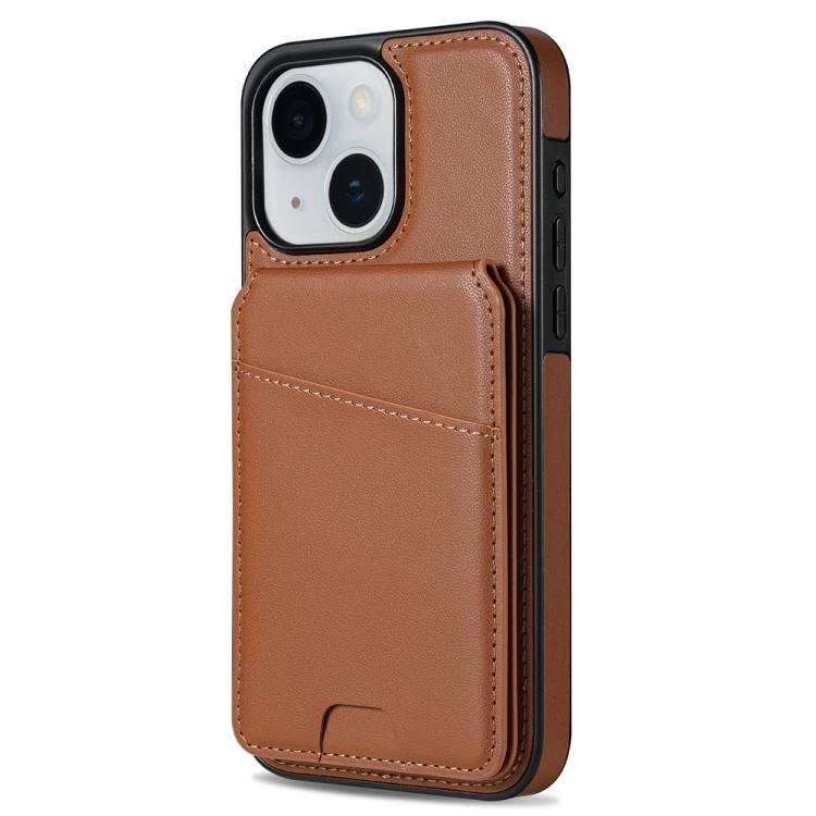 For iPhone 14 Plus Skin Feel Detachable Card Bag Magsafe Phone Case