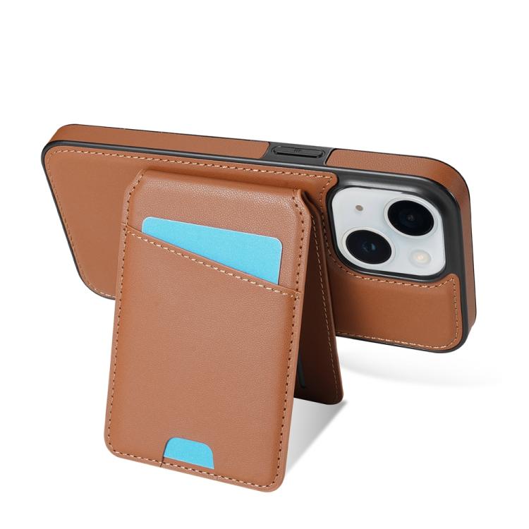 For iPhone 14 Plus Skin Feel Detachable Card Bag Magsafe Phone Case
