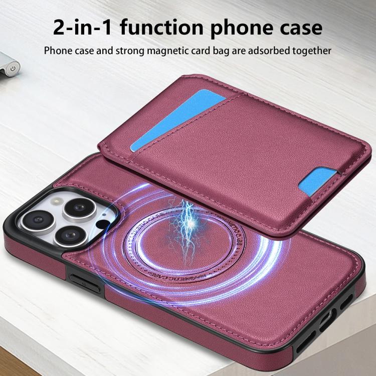 For iPhone 13 Pro Skin Feel Detachable Card Bag Magsafe Phone Case