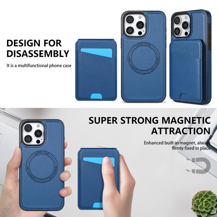 For iPhone 13 Pro Max Skin Feel Detachable Card Bag Magsafe Phone Case
