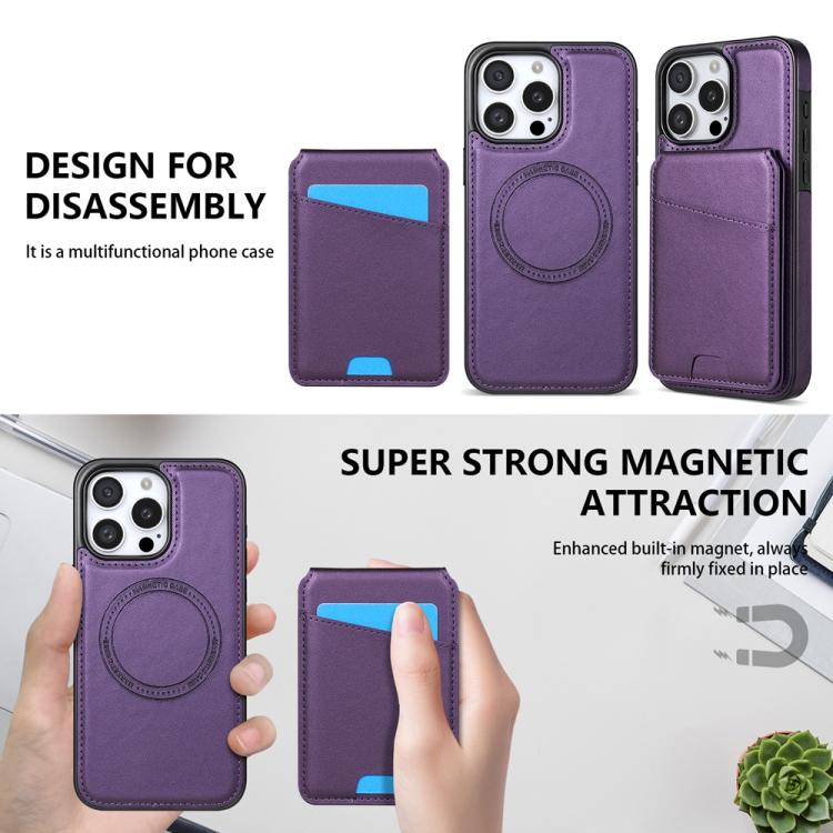For iPhone 13 Pro Max Skin Feel Detachable Card Bag Magsafe Phone Case