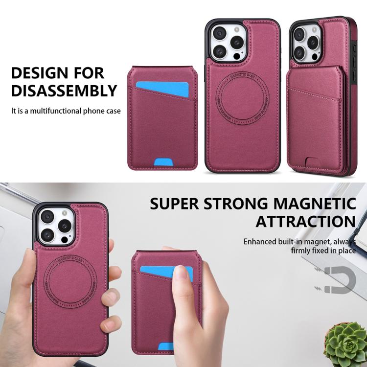 For iPhone 12 Pro Max Skin Feel Detachable Card Bag Magsafe Phone Case