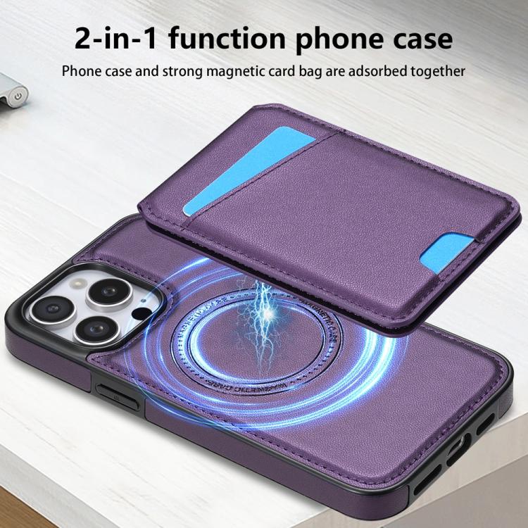 For iPhone 12 Pro Max Skin Feel Detachable Card Bag Magsafe Phone Case